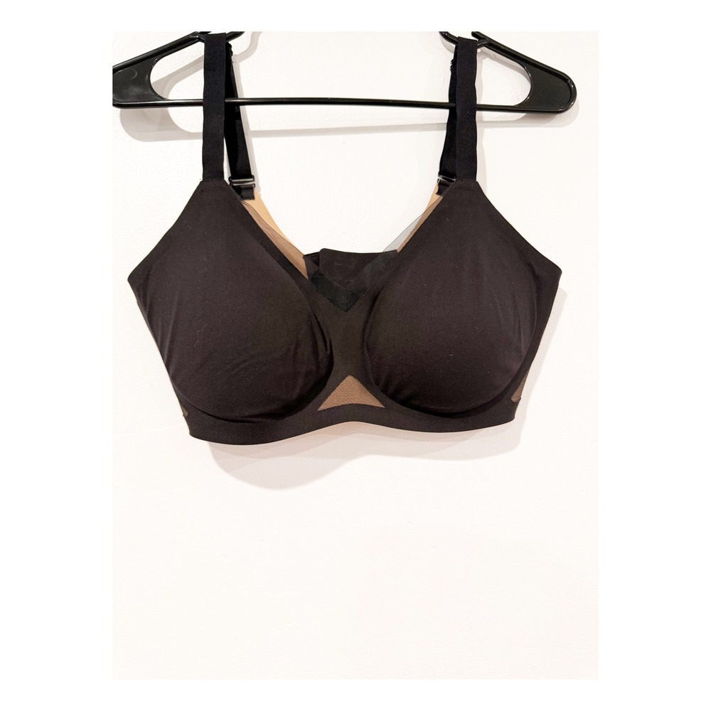 Honeylove Silhouette Bra Black Wire-Free Mesh Trim 34D/DD(E) Support Bralette